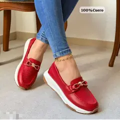 EVEGONZ - Mocasin de Mujer Calzado para Dama en Cuero