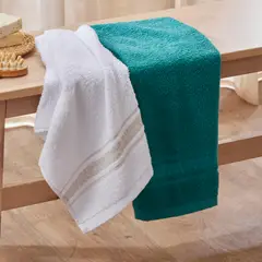 FATELARES - Set x 2 Toallas de Manos Turi 400gr Blanco/Turquesa