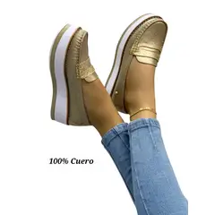 EVEGONZ - Zapato Mocasín en Cuero Plataforma Dama