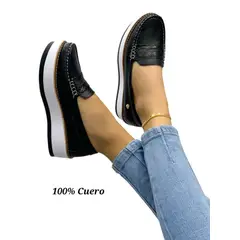 EVEGONZ - Zapato Mocasín en Cuero Plataforma Dama