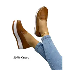 EVEGONZ - Zapato Mocasín en Cuero Plataforma Dama