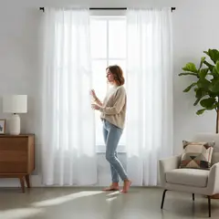 GENERICO - Cortina Moderna 2 Paños Para Sala , Comedor, Habitacion - Blanco