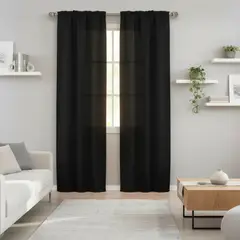 GENERICO - Cortina Moderna 2 Paños Para Sala , Comedor, Habitacion - Negro