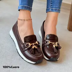 EVEGONZ - Zapato Mocasin de Mujer Marron Comodos