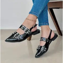 EVEGONZ - Sandalias Planas de Mujer Negro