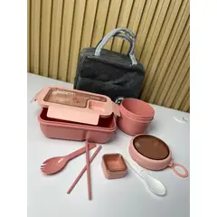 GENERICO - COMBO PORTACOMIDA PLASTICO CUBIERTOS TAZA SOPERA + OBSEQUIO LONCHERA