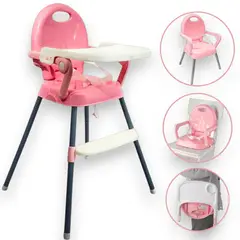 GENERICO - Silla Comedor Para Bebe 3 En 1 Multifuncional Rosado