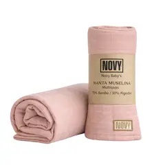 NOVY BABYS - Manta Muselina para bebé Rosa 115cm x 115 cm