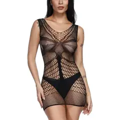 GENERICO - Body Vestido En Malla Enterizo Encaje Lencería Femenina