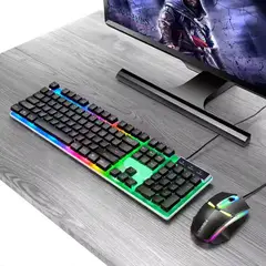 GENERICO - Combo Mouse Teclado Rgb Gamer Led Kit Alambrico Windows Mac
