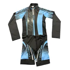 DISTRIONLINE - Uniforme Patinaje Licra Niñas Entrenamiento Y Competencia Color Azul Aguamarina Talla 12