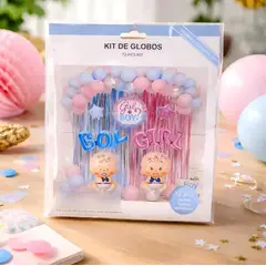 INFANTILES CAJUROMIX - Kit Decoración Globos Revelación Género 72 Piezas Cajuromix