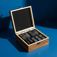 ORIGINAL HEALTH - SET DE WHISKY PARA HOMBRES CON VASOS PIEDRAS ENFRIADORA Y ESTUCHE DE LUJO