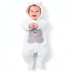 BABY KDS - Mameluco Ovejero Esquimal Termico Bebe - Blanco