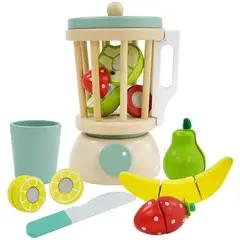 GENERICO - Juego De Licuadora De Madera Para Niños 15 Piezas Con Frutas y Utensilios Juguete Educativo Cocina