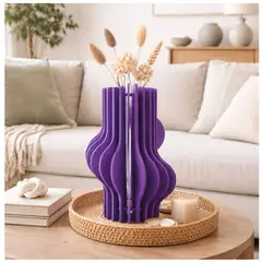 TIZZY DISEÑO - Florero Decorativo Morado Moderno para Flores Secas