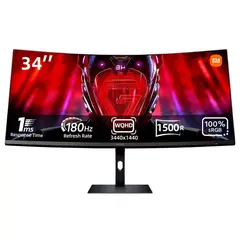 XIAOMI - Monitor Gamer Curvo 34 Pulgadas WQHD 180Hz 1Ms G34WQi