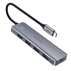 UGREEN - Adaptador Hub 4 en 1 Tipo USB-C 3.0 A USB-A, Windows-Mac De hasta 5GBPS, Gris