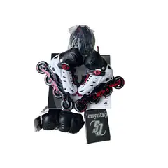 CHICOS - PATINES SEMIPROFESIONALES SKATE AJUSTABLE 34-35-36-37 BLANCO + KIT + BOLSO