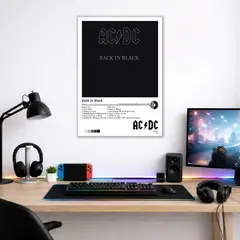 PRINTKING - Cuadro ACDC - Back in Black - 1980 30x42cm A3 Afiche Póster