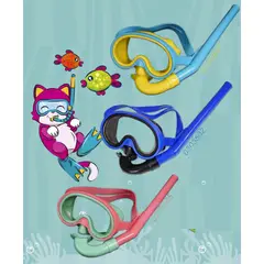 WONDER SPORT - CARETA MAS SNORKEL DE BUCEO COLOR ROSADO PARA NIÑAS CARETA EN VIDRIO TEMPLADO