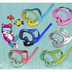 WONDER SPORT - CARETA MAS SNORKEL DE BUCEO COLOR AZUL PARA NIÑOS CARETA EN VIDRIO TEMPLADO