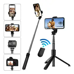 SKY - Trípode Selfie Stick Con Control Bluetooth Para Cámara De Te Color Negro