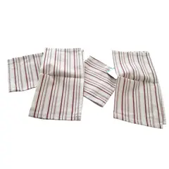 GENERICO - SERVILLETAS ESTAMPADAS 30X30 CM COLOR BEIGE RAYAS ROJAS X 4