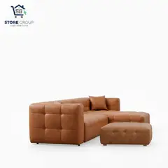 GENERICO - Sofá o Sala Moderna en L Ecocuero marrón Noa