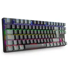 T-DAGGER - Teclado Gamer Mecanico Bora Lite Rainbow con Switch Red, NegroGris