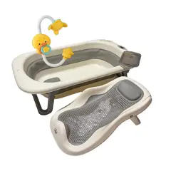 MAXIBABY - Bañera Plegable Con Sensor De Temperatura Soporte Interno Y Ducha Bebe