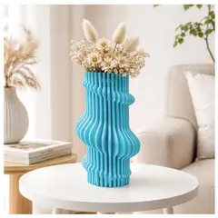 TIZZY DISEÑO - Florero Decorativo Azul Moderno para Flores Secas
