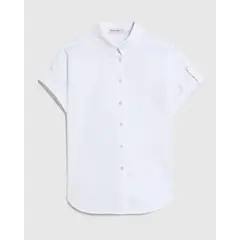 PATPRIMO - Camisa Unicolor De Manga Corta  Para Mujer Blanco