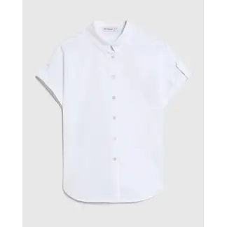 PATPRIMO - Camisa Unicolor De Manga Corta  Para Mujer Blanco