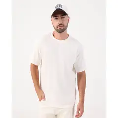 PATPRIMO - Camiseta Texturizada De Cuello Redondo  Para Hombre Crema