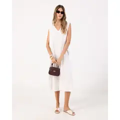 PATPRIMO - Vestido Midi Minimalista De Silueta Amplia Para Mujer Blanco