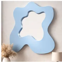 GENERICO - Espejo Decorativo de Pared Forma Orgánica Azul