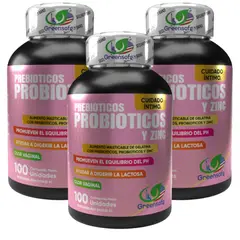 NATURAL ENERGY PRODUCTS - Probióticos Prebióticos y Zinc Americano Flora Intestinal Fuerte x 1000 mg
