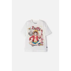 ONE PIECE - Camiseta de manga corta marfil para teen niño