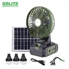 GENERICO - Ventilador Solar Portátil 8081 con Panel y Bombillos LED