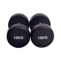 GENERICO - Pesa Mancuerna Encauchetada Redonda par 15 Kg total 30 kg gym