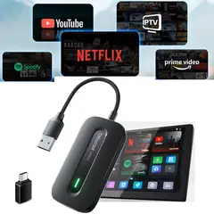 OTTOCAST - Box Inalámbrico Android Auto CarPlay con YouTube Netflix Apps de Video para Vehiculos