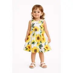 LUSOLSI - Vestido con estampado de cuerda vinculante para niñas de vestido veraniego sin mangas de algodón