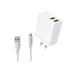 GENERICO - Cargador Vidvie 2 Puertos Usb + Cable - 2.4a - V8 - Plm323
