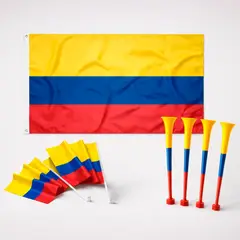 VITTORIA - Kit X3 Bandera Colombia + 4 Vuvuzelas + 2 Banderines Carro Sin Escudo