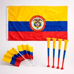 VITTORIA - Kit X3 Bandera Colombia + 4 Vuvuzelas + 2 Banderines Carro Con Escudo