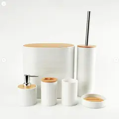 GENERICO - Set de 6 Accesorios Para Baño - Blanco
