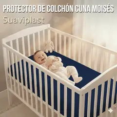 GENERICO - Protector para cuna moisés antifluidos en suaviplast color azul oscuro