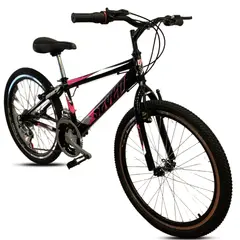 ATILA - Bicicleta para Montaña Rin 20 para Niña /Negro- Rosa