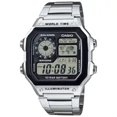 CASIO - Reloj Para Hombre Digital AE-1200WHD-1A Plateado Con Fondo Negro